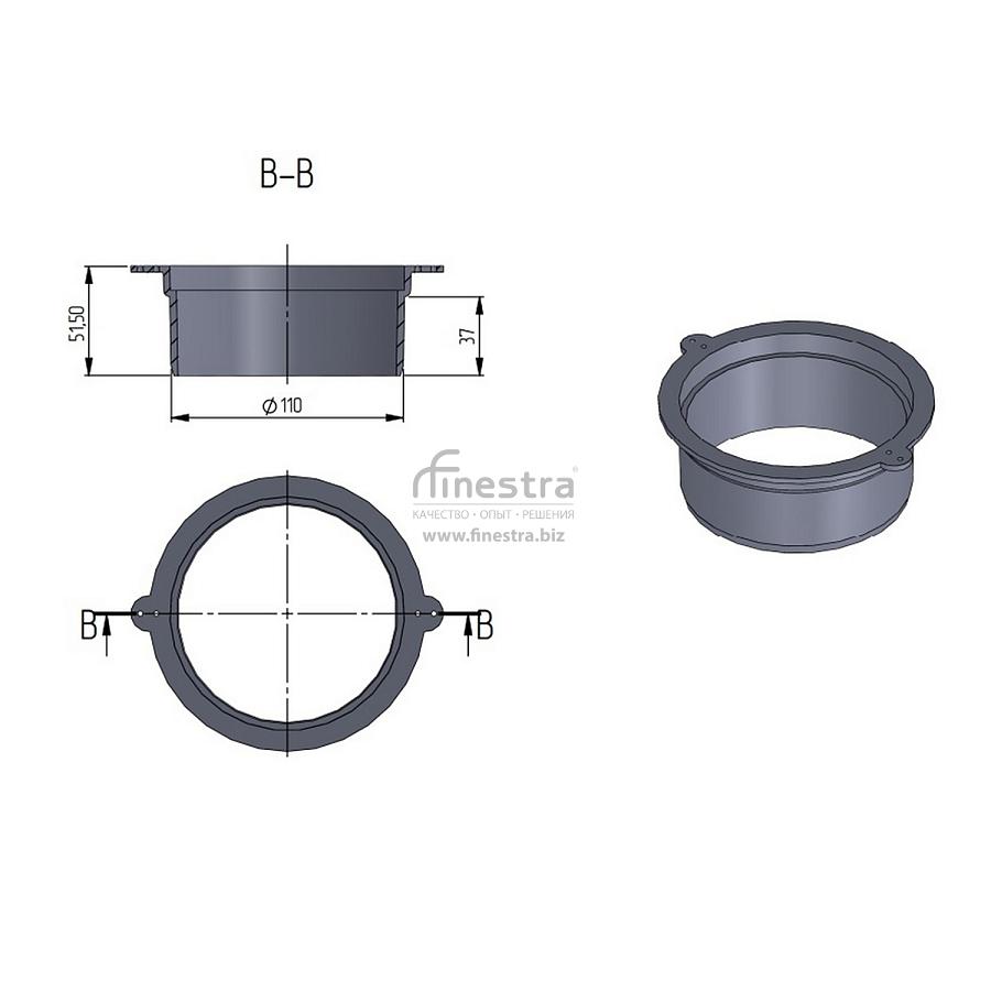 Патрубок DN110 (для низкопрофильных лотков DN100 и DN150) Aquastok 9310101