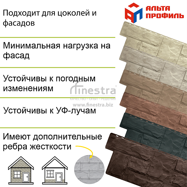Фасадная панель (гранит) ЭКО Альта-Профиль 1130х470х23мм