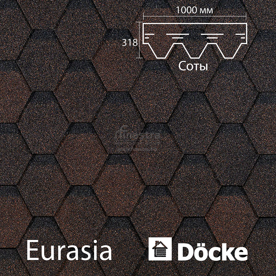 Гибкая черепица Docke PIE EURASIA Шестигранник 3м2/уп