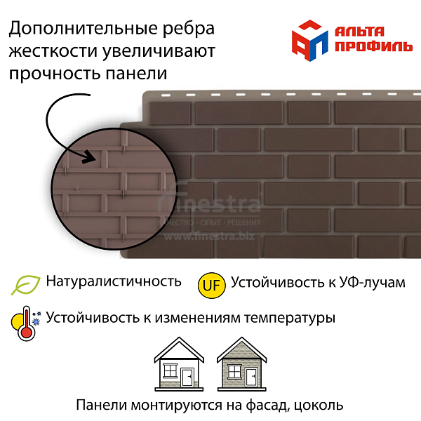 Фасадная панель (кирпич клинкерный) Альта-Профиль 1220х440мм