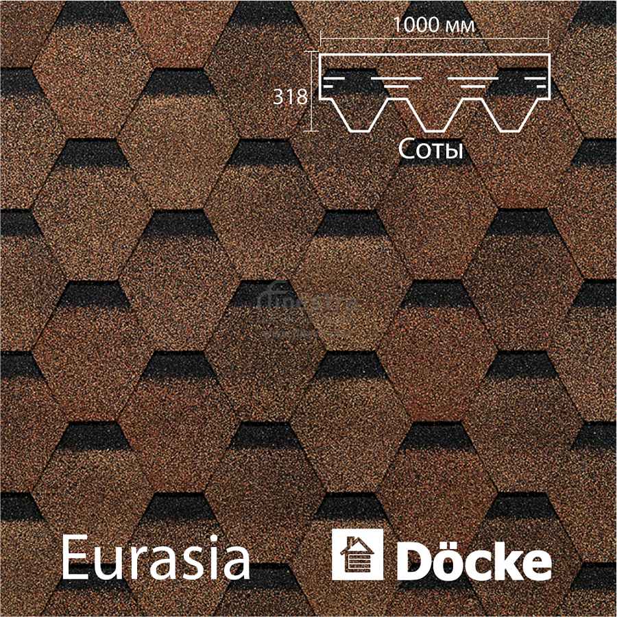 Гибкая черепица Docke PIE EURASIA Шестигранник 3м2/уп